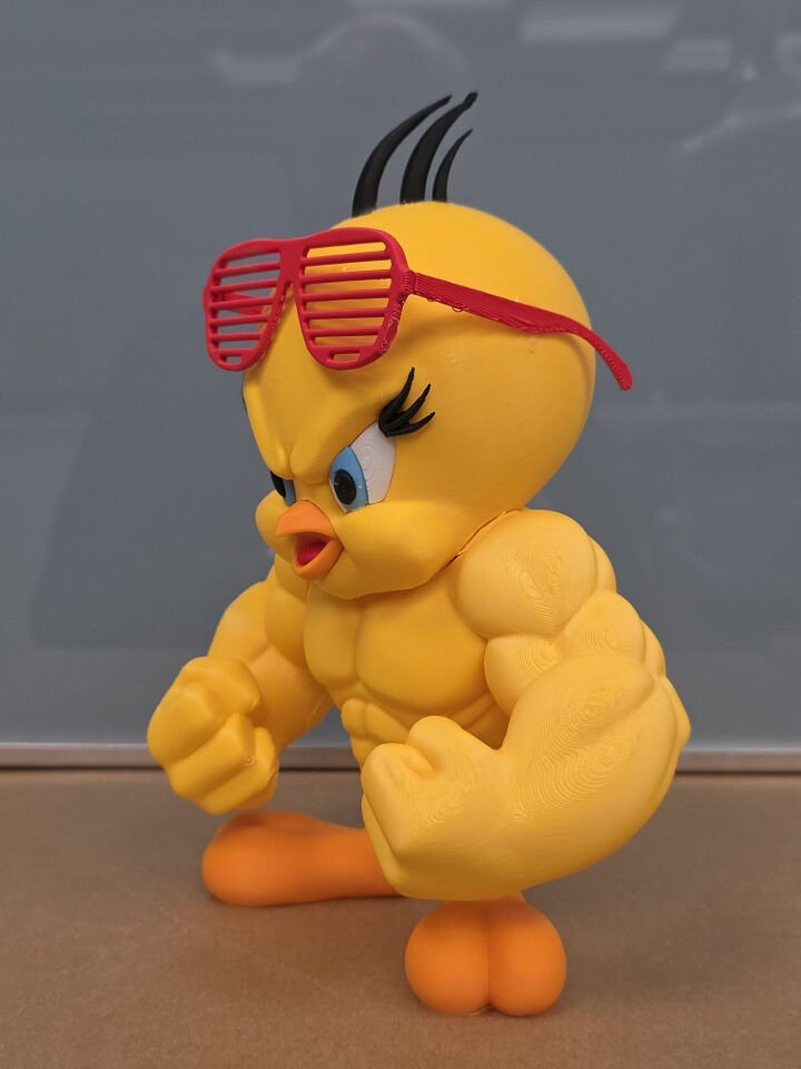 Tweety Temalı Kaslı 3D Baskı Dekor Figürü